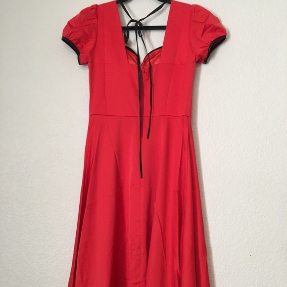 Vintage retro style red sweetheart swing dress - Picture 7 of 8
